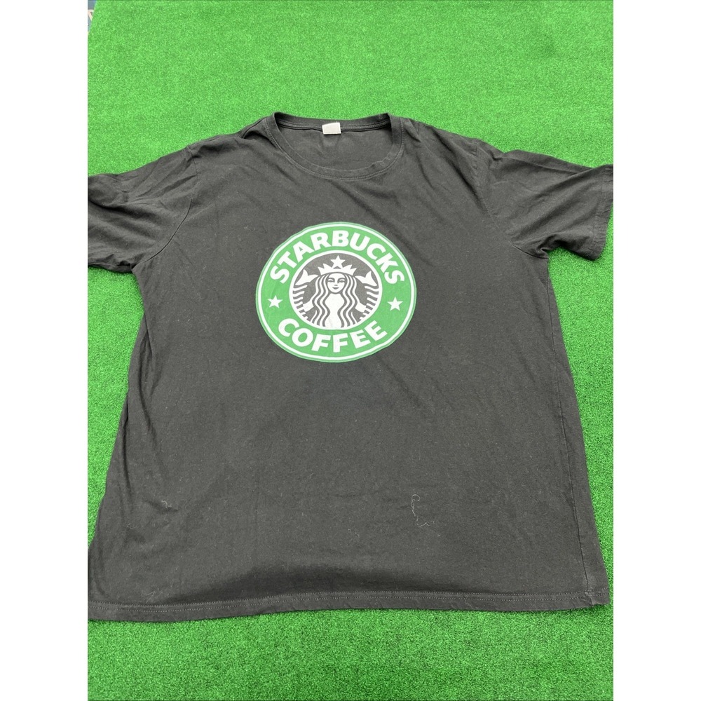 Starbucks Mermaid Large Logo Black T-Shirt Mens Size 3XL Short Sleeve